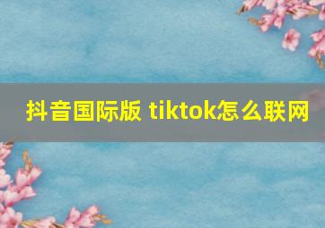 抖音国际版 tiktok怎么联网